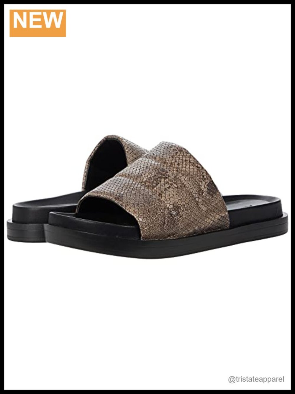 Leila Slides Flat Sandal Leather Upper Faux Leather Lining Padded Strap Casual